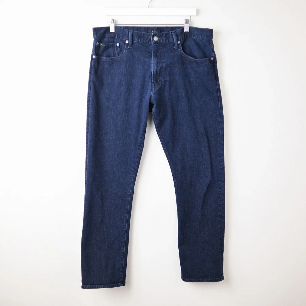 Polo Ralph Lauren Hampton Relaxed Straight Jeans Mens 36 x 32 Dark Blue Wash